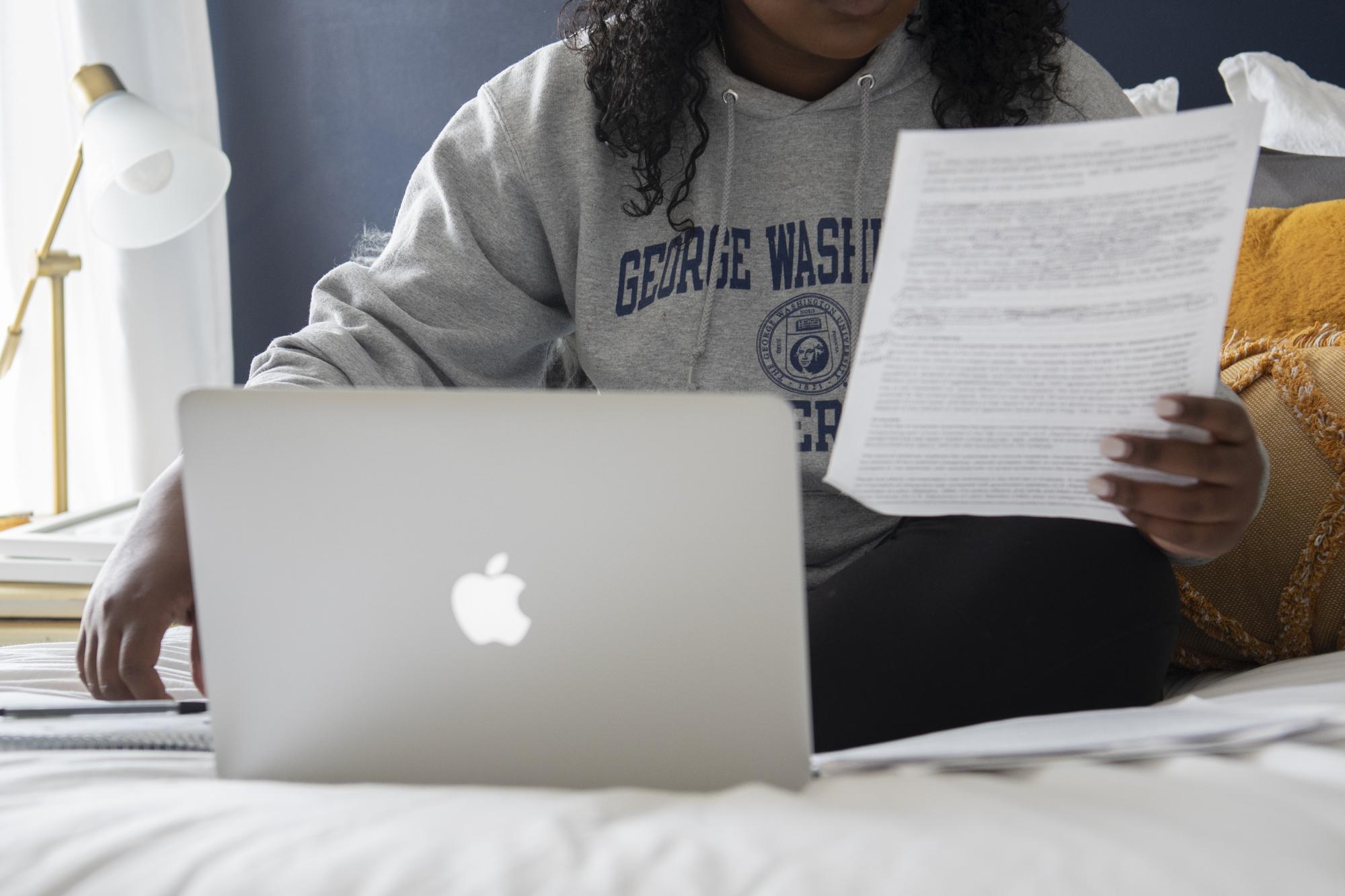 student studying on a computer