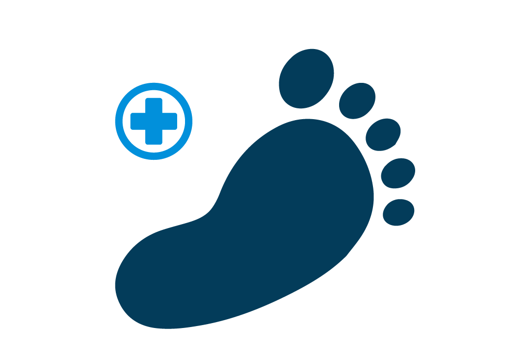 figure of a foot and a medical cross