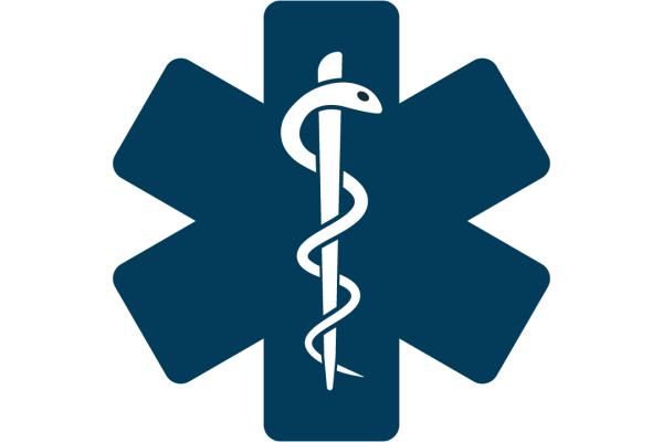 Icon of a medical asterisk and a snake