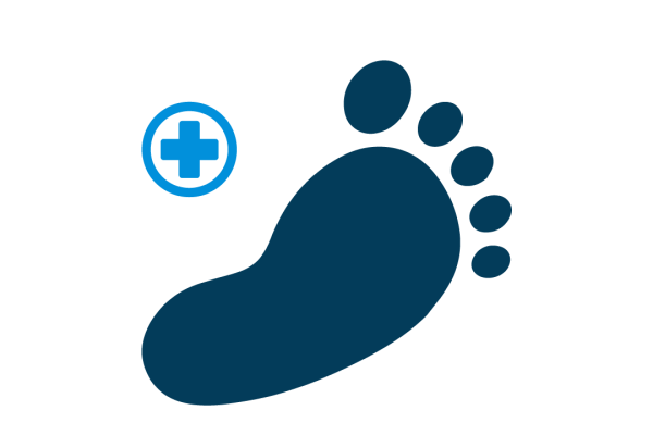 figure of a foot and a medical cross